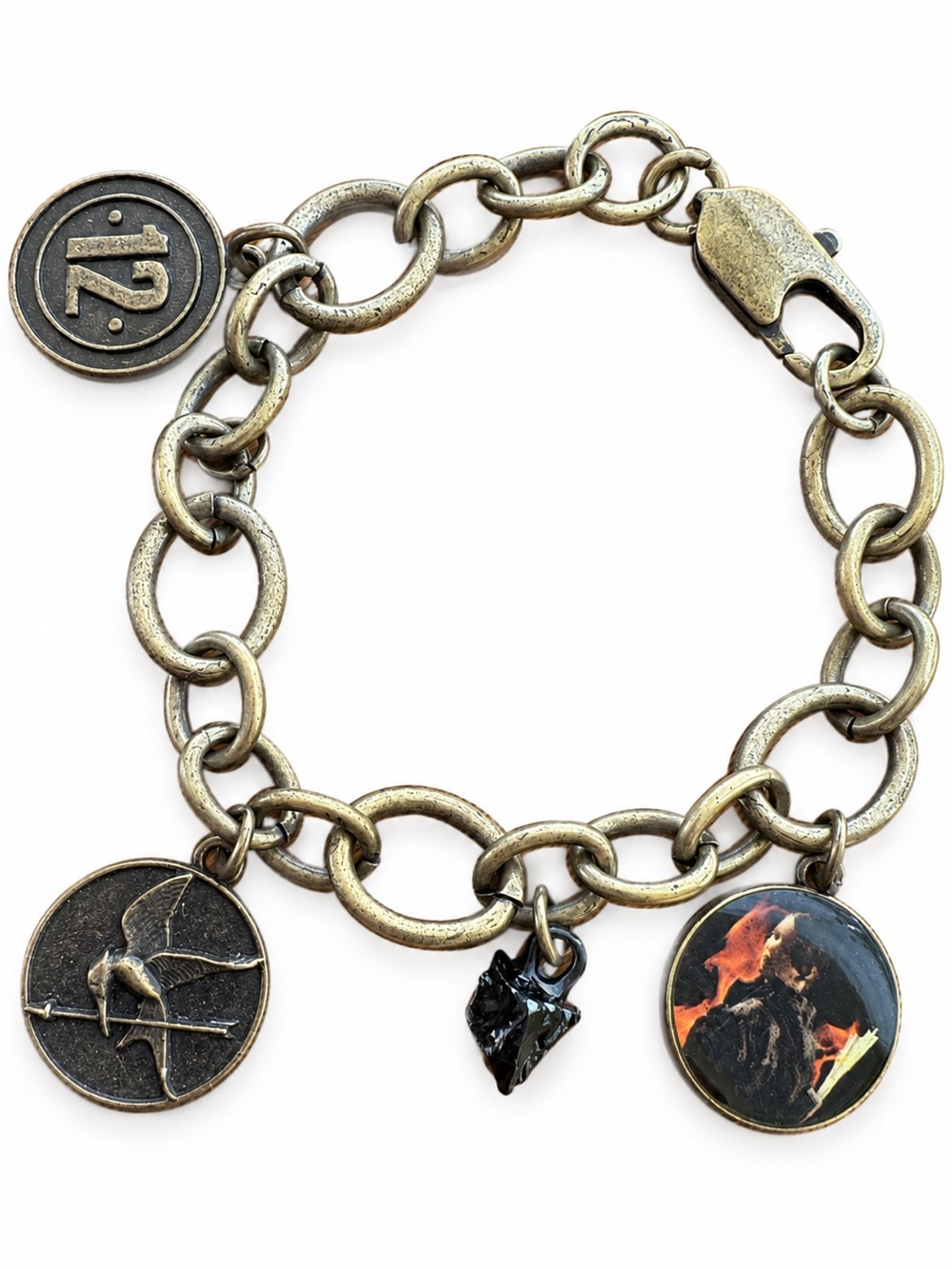The Hunger Games District 12 Lionsgate Bronze Tone Charm Bracelet